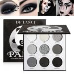 ecofavor Black Smoky Eye shadow Palette, DE’LANCI PANDA 9 Colors True Black Dark Grey Smokey Goth Makeup Pallet, 9 Soft Matte Shimmer High Pigmented Basic Black White Gray Shade for Halloween - Image 2