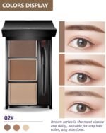 Eyebrow Powder Makeup Kit-3 Colors Eye Brow Powder Palette Long-Lasting Waterproof, Dark/light Brown Brow Filler, Fill & Sculpt Full Eyebrows for Women, With Mirror, Brow Brush & Razor-Set 02 - Image 3