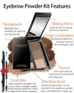 Eyebrow Powder Makeup Kit-3 Colors Eye Brow Powder Palette Long-Lasting Waterproof, Dark/light Brown Brow Filler, Fill & Sculpt Full Eyebrows for Women, With Mirror, Brow Brush & Razor-Set 02 - Image 4