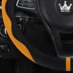 Luxury Suede Steering Wheel Cover for Cars, Soft Leather Padded Wheels Cover for Sedan, SUV, Auto Interior Accessories, Thin Car Handle Cover, Universal Fit,Anti Slip, 14-15in, Orange - Image 4