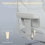 Dowinx Big and Tall Office Chair with Pocket Spring Cushion,High Back Computer Gaming Chairs with Adjustable Armrests and Lumbar Support,Executive Desk Chairs with Footrest(PU Leather,White) - Image 5