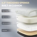 Dowinx Big and Tall Office Chair with Pocket Spring Cushion,High Back Computer Gaming Chairs with Adjustable Armrests and Lumbar Support,Executive Desk Chairs with Footrest(PU Leather,White) - Image 6