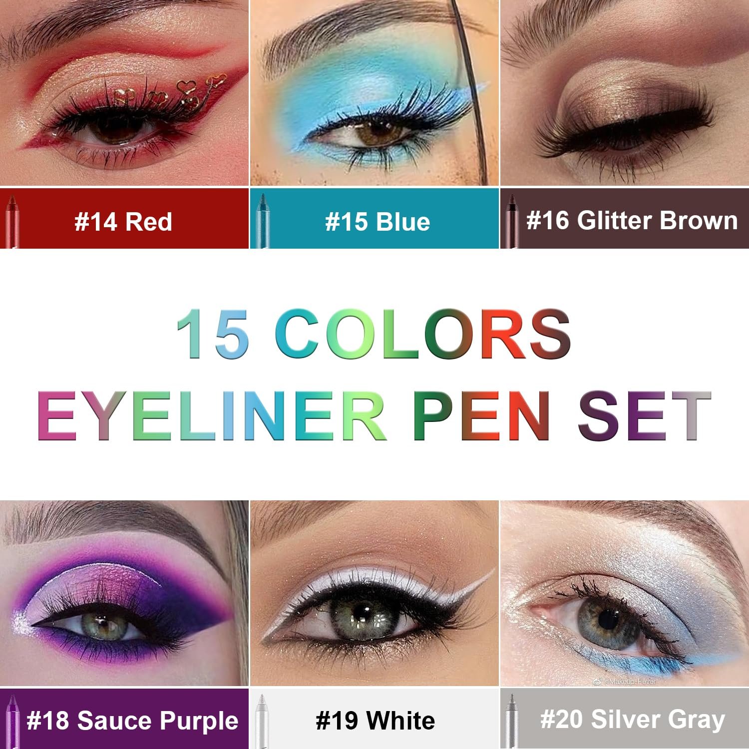 Colorful Eyeliner Pen Set, 15Colors Eye Shadow Pencil, Pearl Eyeliner Kit Metallic Glitter Colored Eye liner for Women Eye&Lip Liner Professional Waterproof Eye Makeup - Image 6