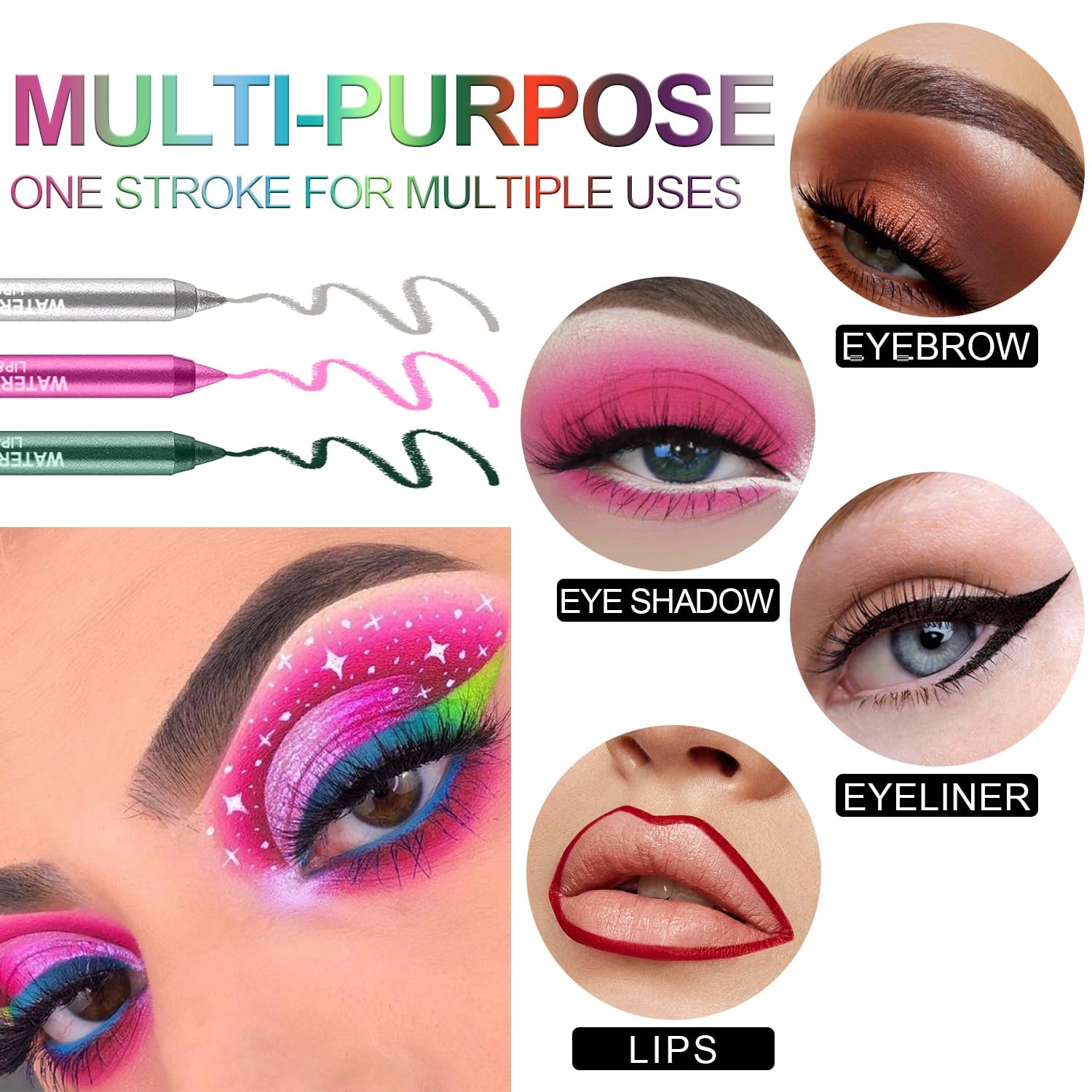 Colorful Eyeliner Pen Set, 15Colors Eye Shadow Pencil, Pearl Eyeliner Kit Metallic Glitter Colored Eye liner for Women Eye&Lip Liner Professional Waterproof Eye Makeup - Image 8