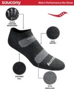 Saucony Men's RunDry Mesh Ventilating Comfort Fit Performance No-Show Socks, Available in M-XXL (6, 12, 18 Pairs) - Image 3