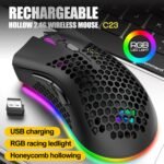 VEGCOO Wireless Gaming Mouse, C23 Silent Click Wireless Rechargeable Mouse with Colorful LED Lights and 3 Level DPI 400mah Lithium Battery for Laptop and Computer (Black) - Image 4