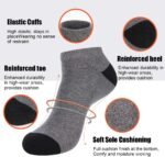 COOVAN 10 Pairs Mens Cushion Ankle Socks Men 10 Pack Low Cut Comfort Breathable Casual Socks - Image 4