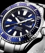 Stuhrling Original Men's Watches Pro Dive Watch Sports Watch with 42 MM Case Blue Dial Stainless Steel Silver Bracelet Diving Watch for Men - Image 3