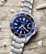 Stuhrling Original Men's Watches Pro Dive Watch Sports Watch with 42 MM Case Blue Dial Stainless Steel Silver Bracelet Diving Watch for Men - Image 4