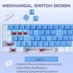 abucow 60% Mechanical Gaming Keyboard, Red Switch Wired Compact Keyboard with Blue Backlight, Swappable Blue White Keycaps, for Windows/Mac - Image 3