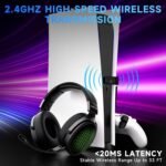 2.4GHz Wireless Gaming Headset for PS5/PS4/PC/Switch - Bluetooth 5.3 Headphones with 7.1 Surround Sound, Noise-Canceling Mic, 30+Hr Battery & Support Playing While Charging - Black - Image 5