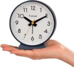4.5" Battery Operated Antique Retro Analog Alarm Clock, Small Silent Bedside Desk Clock,Lighted on Demand, Battery Operated, Snooze, for Living Room, Bedroom, Bedside, Desk, Gift Clock - Image 3