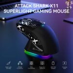 ATTACK SHARK X11 Lightweight Wireless Gaming Mouse with RGB Charging Dock,Tri-Mode-2.4G/USB-C Wired/BT,22K DPI,PAW3311 Optical Sensor,HUYU Switch, 5 programmable Buttons for PC/Mac(Black&Sticker) - Image 3