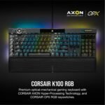 Corsair K100 RGB Optical-Mechanical Wired Gaming Keyboard - OPX Switches - PBT Double-Shot Keycaps - Elgato Stream Deck and iCUE Compatible - QWERTY NA Layout - Black - Image 3