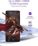 Ulefone Note 21 Unlocked Cell Phone, 8GB+128GB/512GB SD Extension, Android 14 OS, 6.56 inch HD+, 13MP+5MP, 5000mAh, 3-Card Slot, Dual SIM 4G, Face Unlock/Fingerprint ID - Black - Image 3