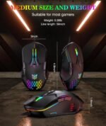 Wired PC Gaming Mouse: High Precision Sensor,RGB Backlit, Adjustable DPI, 7 Buttons Programmable,Ergonomic mice for Office & Gaming on Windows/Mac/Linux/Chrome-Black - Image 8