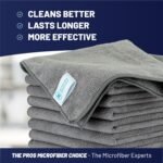 MW Pro Microfiber Cleaning Cloths (12 Pack) | Size 16" x 16"| All Purpose Microfiber Towels - Clean, Dust, Polish, Scrub, Absorbent (Gray) - Image 3
