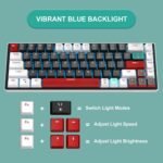 MageGee 60% Mechanical Gaming Keyboard, 68 Keys Compact Blue LED Backlit Gaming Keyboards, SKY68 Wired Ergonomic Mini Office Keyboard for Windows PC Gamer (Red Switch, White & Black) - Image 4
