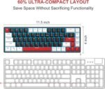 MageGee 60% Mechanical Gaming Keyboard, 68 Keys Compact Blue LED Backlit Gaming Keyboards, SKY68 Wired Ergonomic Mini Office Keyboard for Windows PC Gamer (Red Switch, White & Black) - Image 8