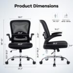 Office Chair,Ergonomic Mesh Desk Chair with Adjustable Lumbar Support,Computer Chair with Flip-up Armrests, Rolling Executive Chairs, Home Office Chair(Black) - Image 3