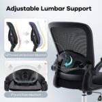 Office Chair,Ergonomic Mesh Desk Chair with Adjustable Lumbar Support,Computer Chair with Flip-up Armrests, Rolling Executive Chairs, Home Office Chair(Black) - Image 4