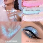 Holographic Duochrome Blue Glitter Eyeshadow, Color Shift Metallic Shimmer Eyeshadow Palette, Chameleon Sparkle Inner Corner Eye Highlighter, Iridescent Eye Shadow Palette Fairy Makeup#04 - Image 4