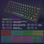 MageGee Mini 60% Gaming Keyboard, RGB Backlit 61 Key Ultra-Compact Keyboard, TS91 Ergonomic Waterproof Mechanical Feeling Office Computer Keyboards for PC, MAC, PS4, Xbox ONE Gamer(Black) - Image 5