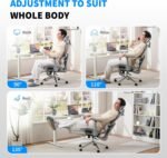 Mesh Ergonomic Office Chair with Footrest,High Back Mesh Gaming Chair with Lumbar Support,Adjustable Headrest and Armrests for Home Office Desk Chair (Modern, Grey) - Image 6