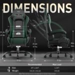 HLDIRECT Gaming Chair, Ergonomic Video Game Seat with 360° Swivel & Lumbar Massage, Computer Chair PU Leather Cushion for Adults Home/Office Use (Black & Green) - Image 4