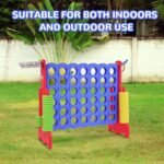 Elevon Giant 4-to-Score Game Set, 4-in-A-Row Jumbo w/Basketball Hoop, Ring Toss, 42 Jumbo Rings & Quick-Release Slide, 2.75FT Tall Indoor Outdoor Yard Family Connect Game for Kids & Adults - Image 4