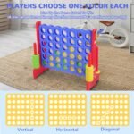 Elevon Giant 4-to-Score Game Set, 4-in-A-Row Jumbo w/Basketball Hoop, Ring Toss, 42 Jumbo Rings & Quick-Release Slide, 2.75FT Tall Indoor Outdoor Yard Family Connect Game for Kids & Adults - Image 6