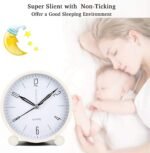 Outwit Analog Alarm Clock, 4 inch Super Silent Non Ticking Small Clock with Night Light, Battery Operated, Simply Design, for Bedroom, Bedside, Desk - Image 5