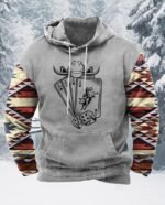 Zhyaj Western Hoodie for Men Aztec Cowboy Printed Drawstring Pullover Hooded Sweatshirt Mens Comfy Fleece Sweatshirt - Image 3