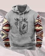 Zhyaj Western Hoodie for Men Aztec Cowboy Printed Drawstring Pullover Hooded Sweatshirt Mens Comfy Fleece Sweatshirt - Image 5