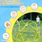 Gardenature 10FT Climbing Dome, Outdoor Jungle Gym for Kids, Geometric Dome Climber Supporting 880 Lbs Anti-Rust Metal Outdoor Play Structure ASTM Approved Blue & Yellow - Image 4