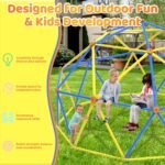 Gardenature 10FT Climbing Dome, Outdoor Jungle Gym for Kids, Geometric Dome Climber Supporting 880 Lbs Anti-Rust Metal Outdoor Play Structure ASTM Approved Blue & Yellow - Image 5