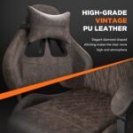 Ferghana Vintage PU Leather Gaming Chair, High Back Gamer Chair with Massage, Ergonomic Computer Office Chair with Footrest for Adults, Racing Style Reclining Video Game Chair Chestnut Brown - Image 5