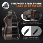 Ferghana Vintage PU Leather Gaming Chair, High Back Gamer Chair with Massage, Ergonomic Computer Office Chair with Footrest for Adults, Racing Style Reclining Video Game Chair Chestnut Brown - Image 7