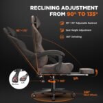 Ferghana Vintage PU Leather Gaming Chair, High Back Gamer Chair with Massage, Ergonomic Computer Office Chair with Footrest for Adults, Racing Style Reclining Video Game Chair Chestnut Brown - Image 9