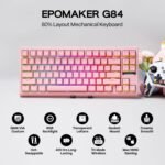 EPOMAKER G84 80% RGB Gaming Mechanical Keyboard, 2.4GHz/ Type-C/BT Wireless Keyboard, QMK/VIA Programmable, Hot-Swappable, NKRO, with Shine Through PBT Keycaps for Gamers (Pink, Creamy Jade Switch) - Image 3