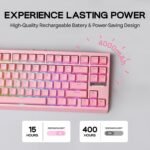EPOMAKER G84 80% RGB Gaming Mechanical Keyboard, 2.4GHz/ Type-C/BT Wireless Keyboard, QMK/VIA Programmable, Hot-Swappable, NKRO, with Shine Through PBT Keycaps for Gamers (Pink, Creamy Jade Switch) - Image 5