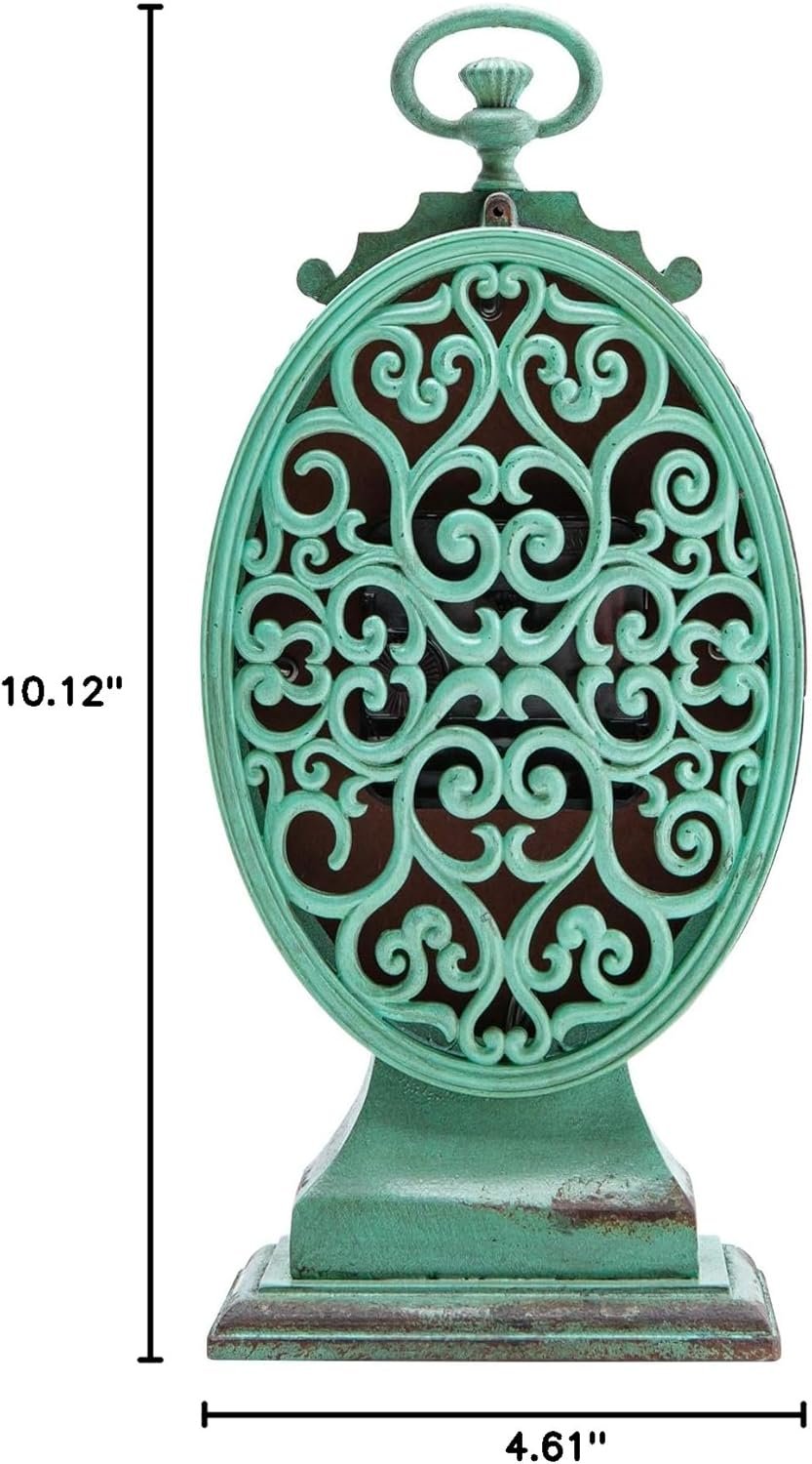 NIKKY HOME Vintage Table Clock - Battery Operated Rustic Distressed Style - Shabby Chic Home Decor for Fireplace Mantel, Shelf, Desktop, Countertop - Green - Image 9