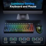 Snpurdiri 60% Wireless Gaming Keyboard and Mouse Combo,LED Backlit Rechargeable 2000mAh Battery,Small Membrane But Mechanical Feel Keyboard + Popular RGB Mice for Gaming,Business Office - Image 4