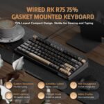 RK ROYAL KLUDGE R75 Wired Gaming Keyboard with Volume Knob, 75% Mechanical Gaming Keyboard Custom Gasket Mount with MDA Profile PBT Keycaps, QMK/VIA, Hot Swappable Silver Switch, Black - Image 3