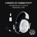 Razer BlackShark V3 Wireless Gaming Headset for PC: 50mm Drivers - Super Wideband Mic - 2.4 GHz, Bluetooth, USB - Works with Mac, PS5, Nintendo Switch, Smartphone - 70 Hr Battery - White - Image 4