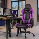 Gaming Chair,High Back Ergonomic Racing Gamer Chair with Lumbar Support and Headrest,Girl Computer Desk Chair with Height Adjustable(Purple) - Image 3