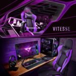 Gaming Chair,High Back Ergonomic Racing Gamer Chair with Lumbar Support and Headrest,Girl Computer Desk Chair with Height Adjustable(Purple) - Image 5
