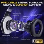 Wireless Gaming Headset for PS5, PC, PS4, 2.4G/Bluetooth Gaming Headphones with Noise Canceling Microphone, USB and Type-C Connector, 7.1 Surround Sound, RGB Lighting, 60H Battery - Image 6