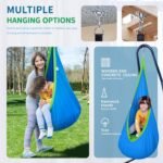 OUTREE Kids Pod Swing Seat, Cotton Child Hammock Swing Chair, Sensory Swing for Indoor and Outdoor Use, Blue - Image 3
