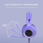 SOMIC G951S Purple Stereo Gaming Headset with Mic for PS4, PS5, Xbox One, PC, Phone, Detachable Cat Ear 3.5MM Noise Reduction Headphones Computer Gaming Headphone Self-Adjusting Gamer Headsets - Image 4